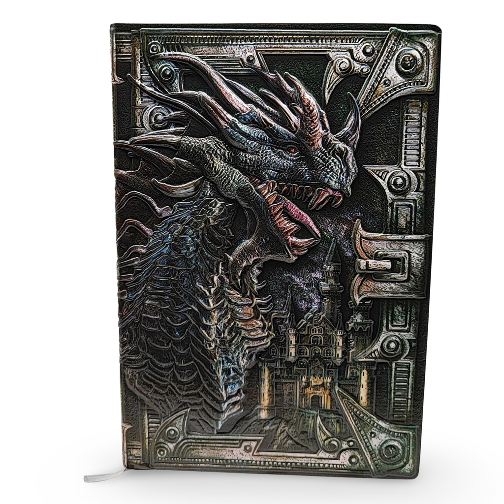 Wicca & Pagan -Gothic Leather Journal -Dragon 3D - Arômes et Évasions