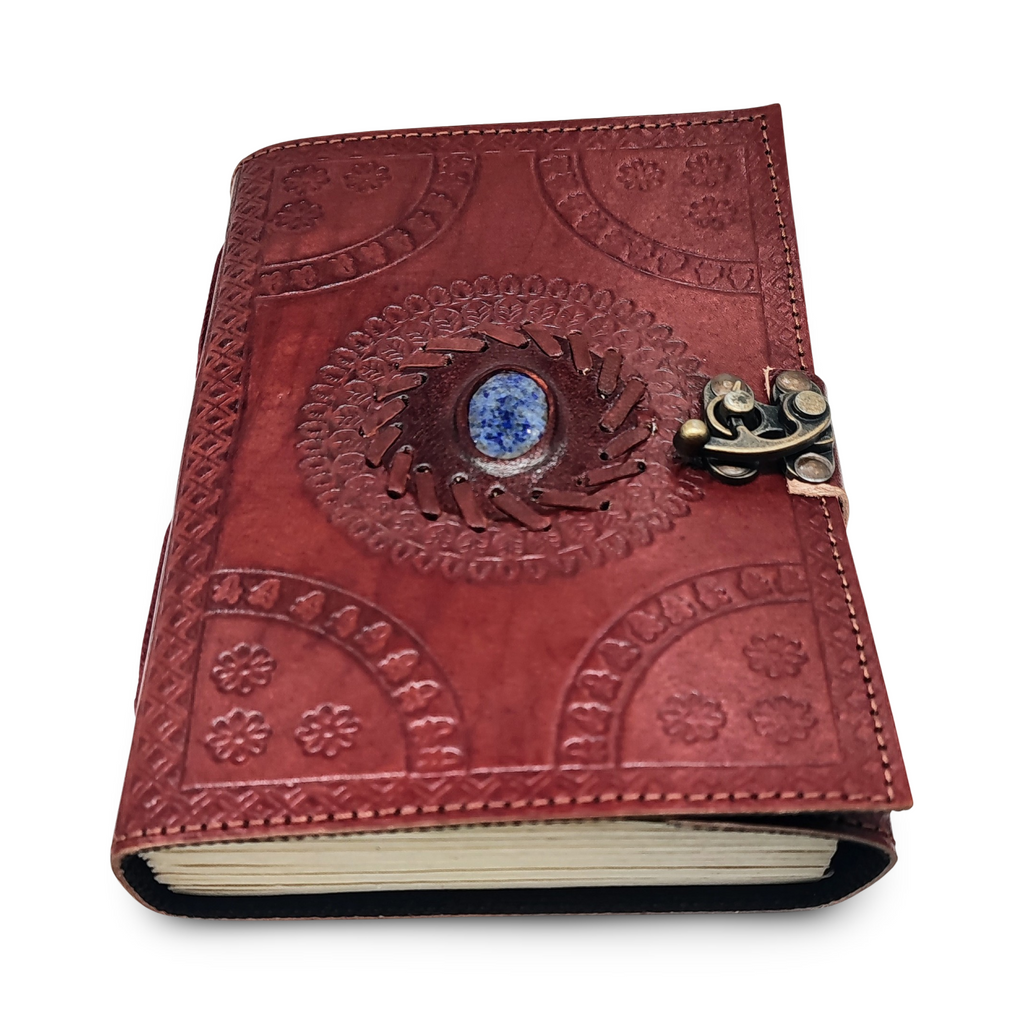 Wicca & Pagan -Leather Journal -Sodalite Stone - Arômes et Évasions