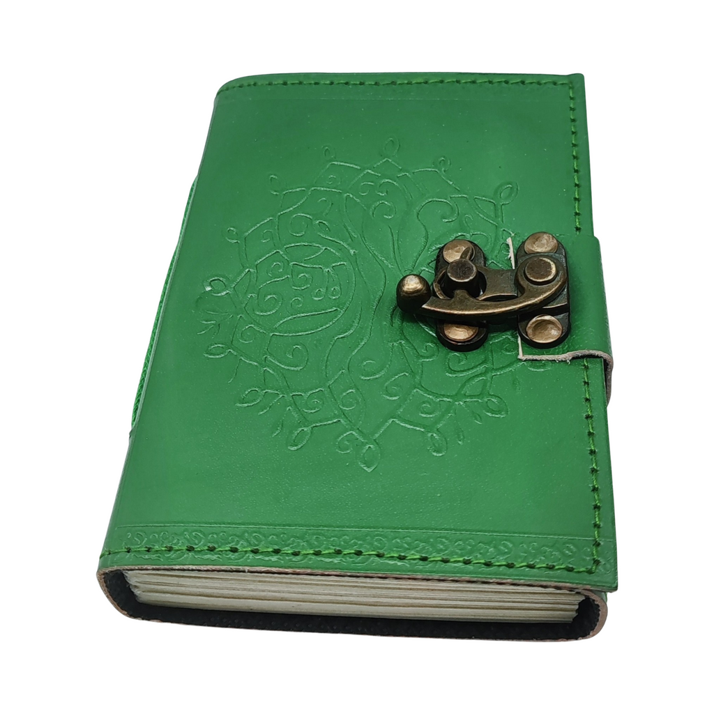 Wicca & Pagan -Small Leather Journal -Green Tree of Life