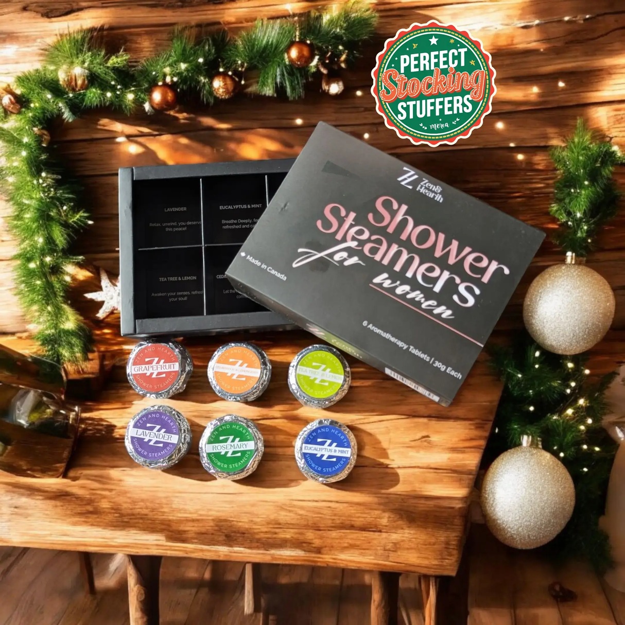 Zen & Hearth Shower Steamers Gift Set for Women – 6 Pack Natural Aromatherapy Shower Bombs for Self-Care and Relaxation