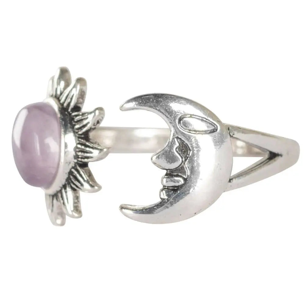 Ring - Amethyst Sun & Moon - Adjustable