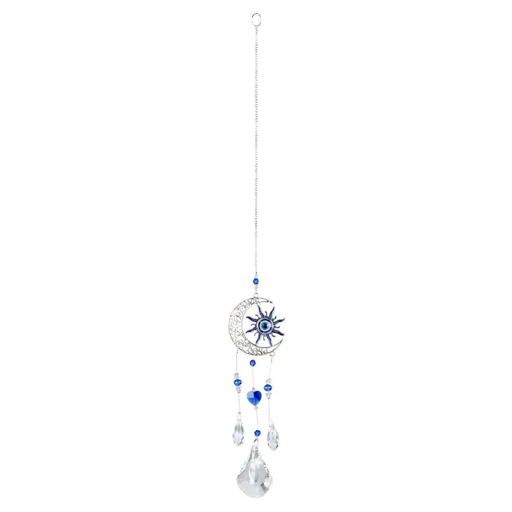 Home Decor - Crystal Hanging Ornament - Sun & Moon Evil Eye