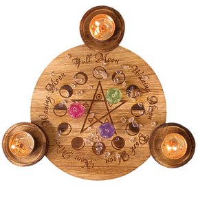 Candle Holder - Tarot & Crystal - Wood