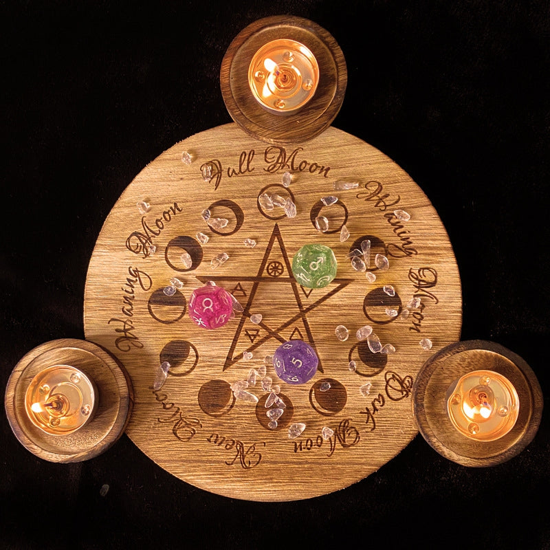 Candle Holder - Tarot & Crystal - Wood