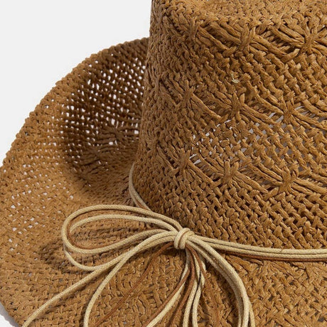 Clothing & Accessories - Mixed Beaded And Rope Western Fedora Straw Hat
