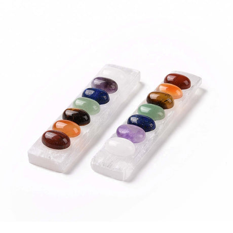Metaphysical Tools - Crystal Charging - Selenite Plate with 7 Chakras - Small