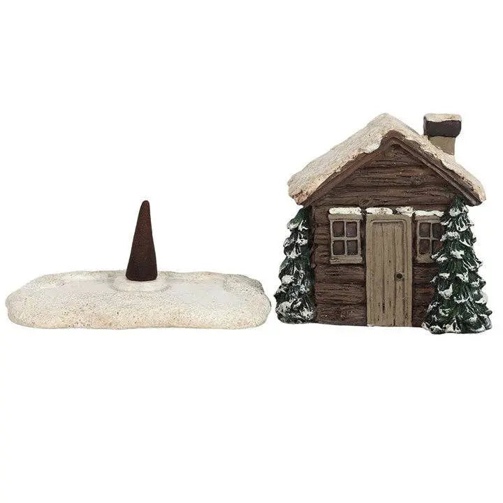 Incense Burner - Winter Log Cabin - Cone Burner