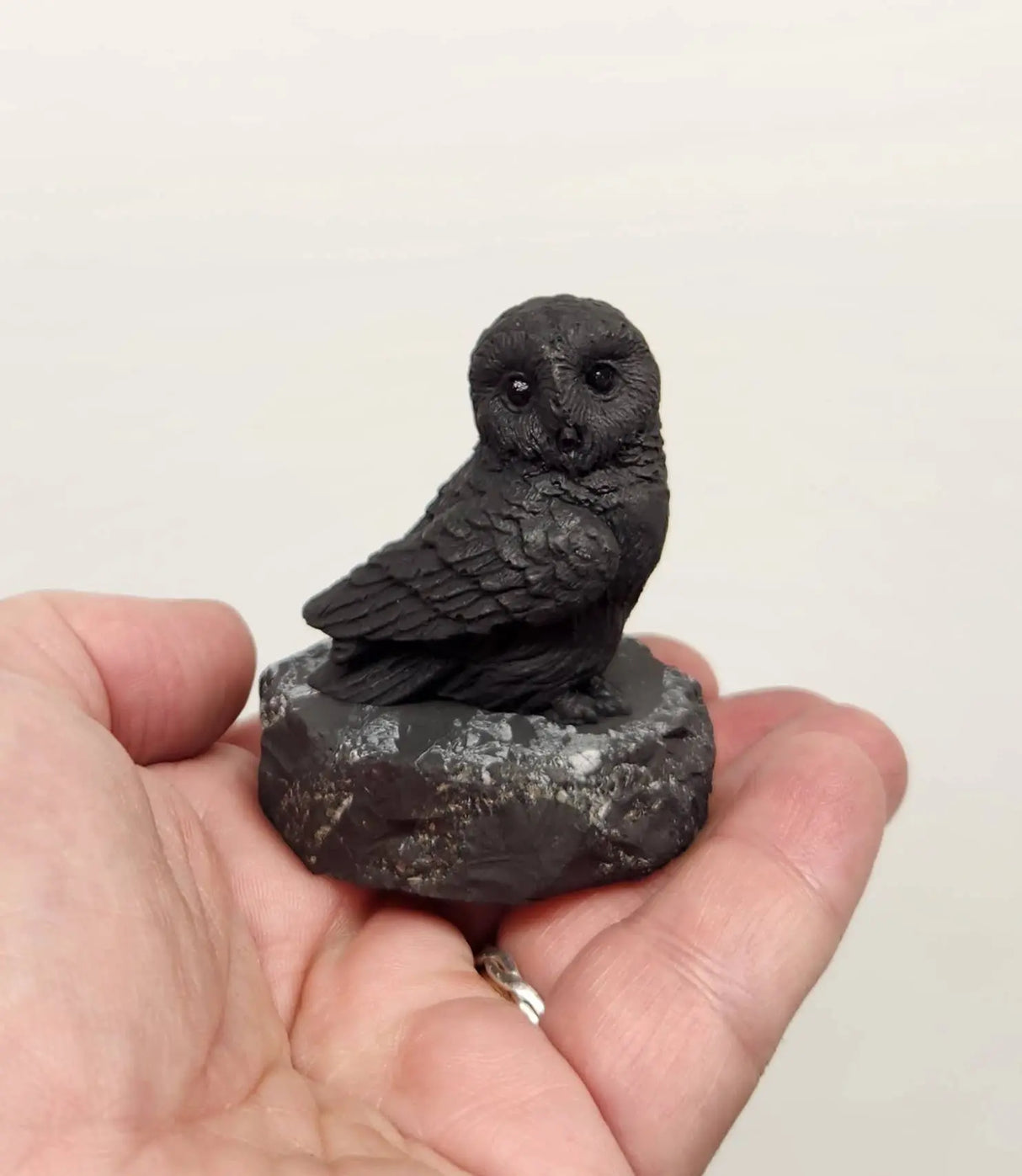 Home Decor - Shungite Sculpture - Owl Facing Sideways (2.25x1.75x2.25")