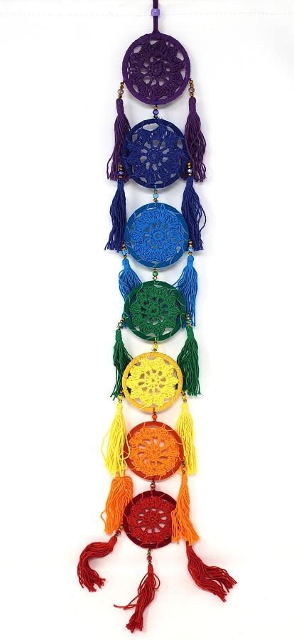 Home Decor - Dreamcatcher - 7 Chakra Crochet 26" High