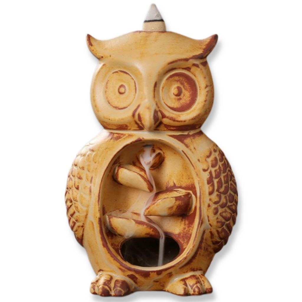 Incense Burner - Backflow - Porcelain Owl