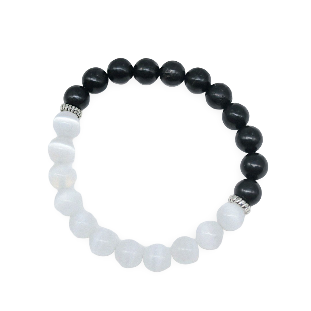 Bracelet – Protection – Shungite & Selenite – 8 mm