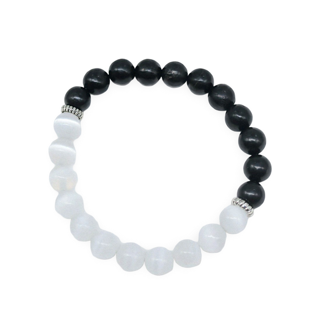 Bracelet – Protection – Shungite & Selenite – 8 mm