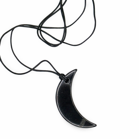 Necklace - AAA Shungite - Moon Shape Adjustable Cord