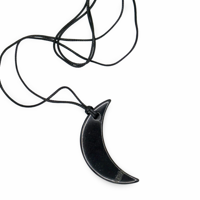 Necklace - AAA Shungite - Moon Shape Adjustable Cord