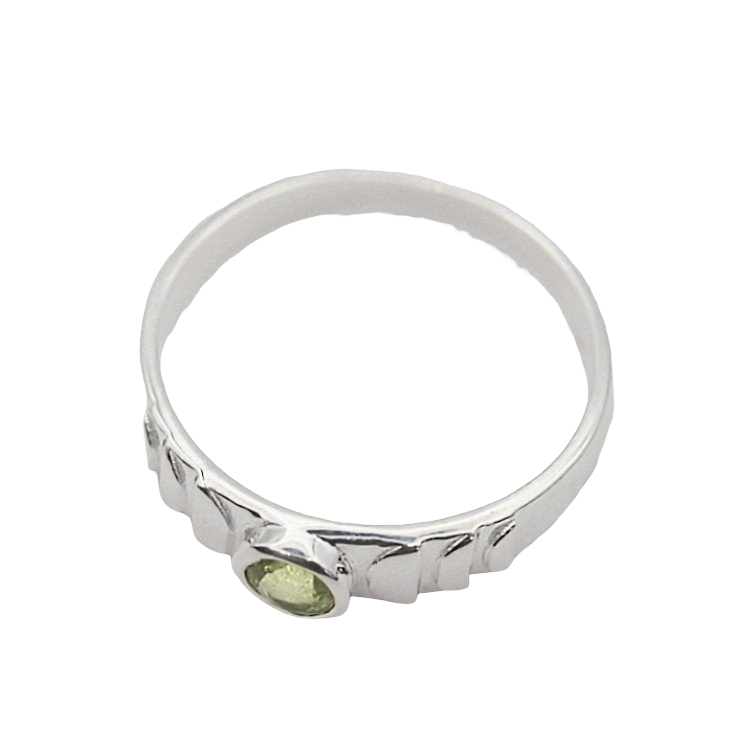 Ring - 925 Sterling Silver - Rond Gemstone Peridot