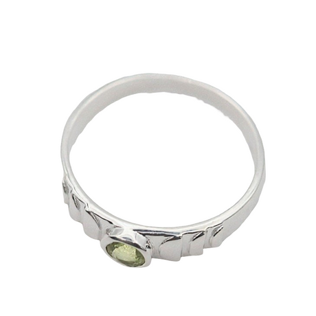 Ring - 925 Sterling Silver - Rond Gemstone Peridot