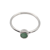 Ring - 925 Sterling Silver - Small Rond Gemstone Emerald