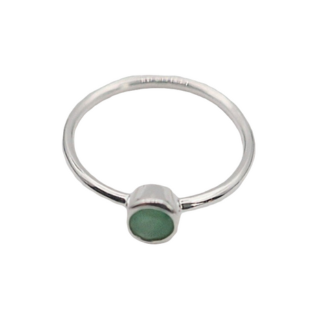 Ring - 925 Sterling Silver - Small Rond Gemstone Emerald