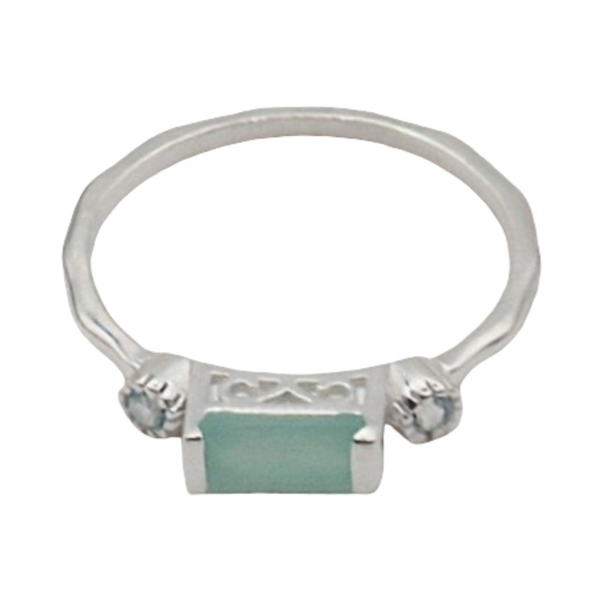 Ring - 925 Sterling Silver - Rectangle Shape Amazonite