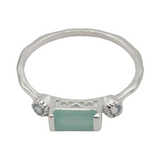 Ring - 925 Sterling Silver - Rectangle Shape Amazonite