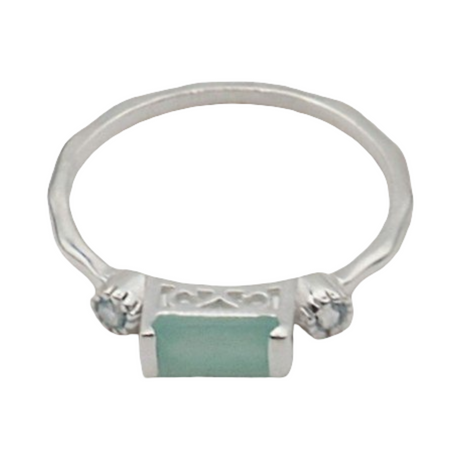 Ring - 925 Sterling Silver - Rectangle Shape Amazonite