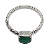 Ring - 925 Sterling Silver - Rond Stone - Emerald