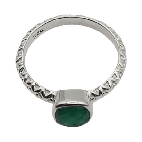 Ring - 925 Sterling Silver - Rond Stone - Emerald