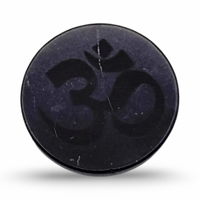 Stone - Shungite - Adhesive Tile - Engraved OM - 30mm