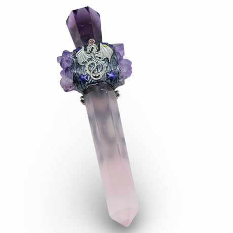 Stone - Athame - Rose Quartz & Amethyst - Pentacle