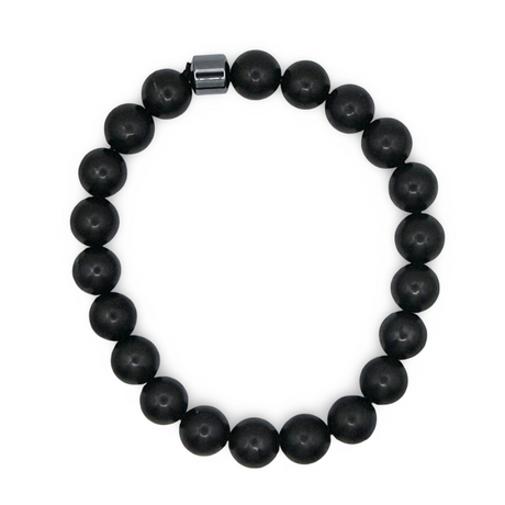 Bracelet - AAA Shungite Beads with One AAA Hematite Bead - 10mm