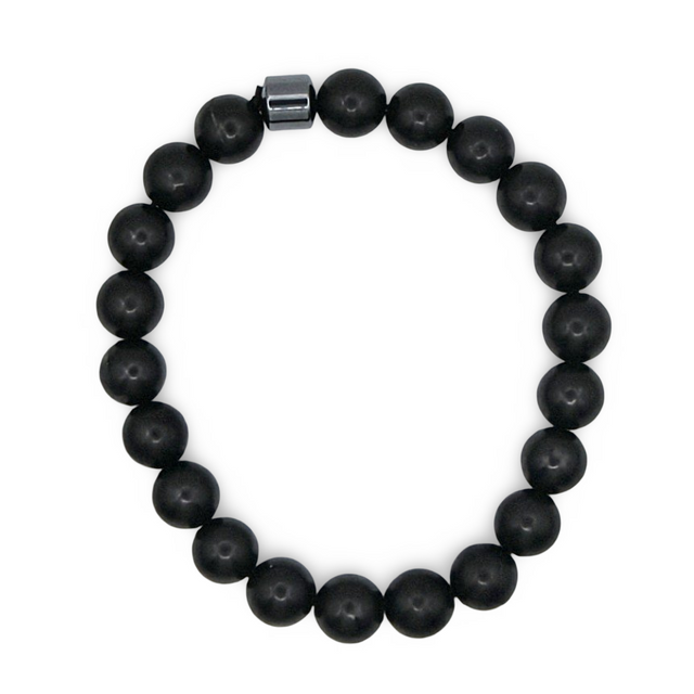 Bracelet - AAA Shungite Beads with One AAA Hematite Bead - 10mm