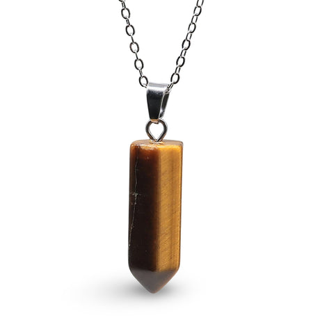 Necklace - Bullet Point - Gemstone Pendant Tiger Eye