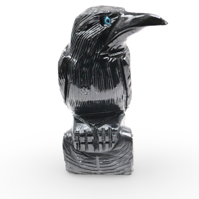 Spirit Animal - Carved Stone - Extra Large Peruvian Black Onyx - Raven