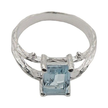Ring - 925 Sterling Silver - Square Shape Blue Topaz