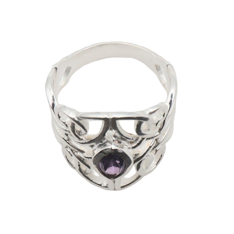 Ring - 925 Sterling Silver - Celtic Design - Amethyst Gemstone
