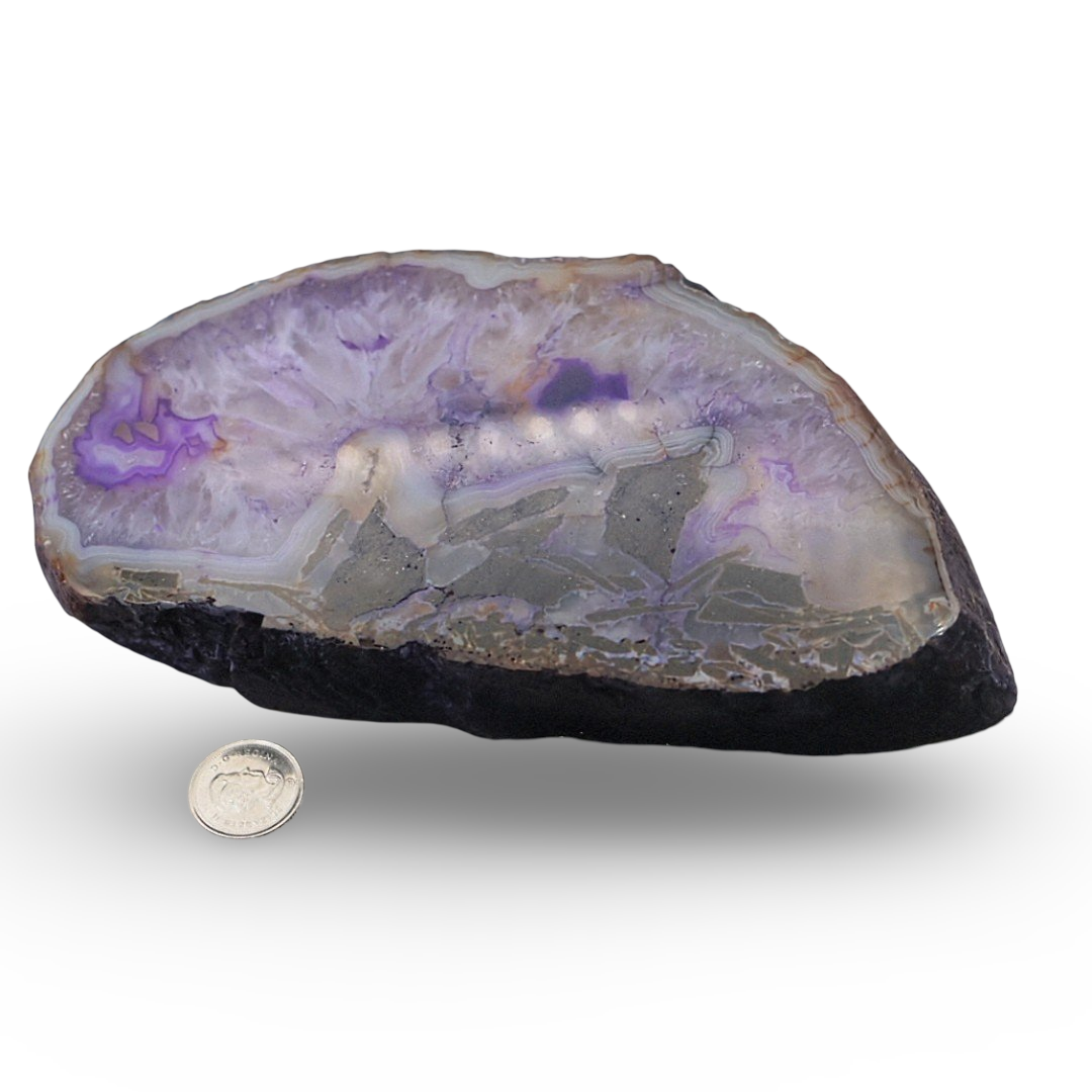 Stone - Purple Agate Geode Slice - 556 g Specimen
