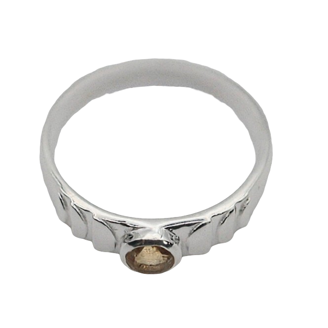 Ring - 925 Sterling Silver - Rond Gemstone Citrine