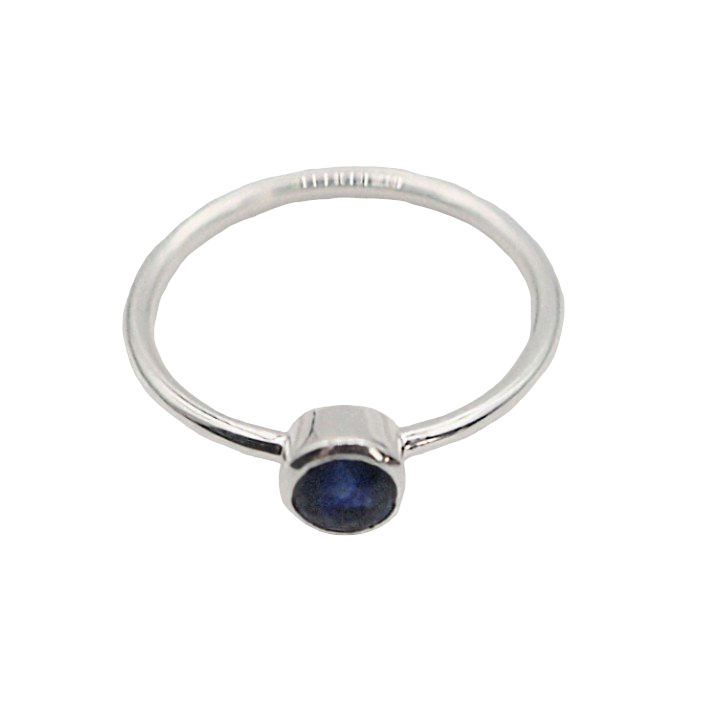 Ring - 925 Sterling Silver - Small Rond Gemstone Sapphire