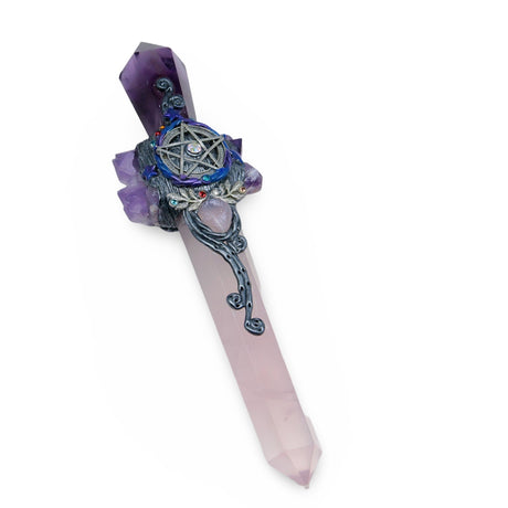 Stone - Athame - Rose Quartz & Amethyst - Pentacle