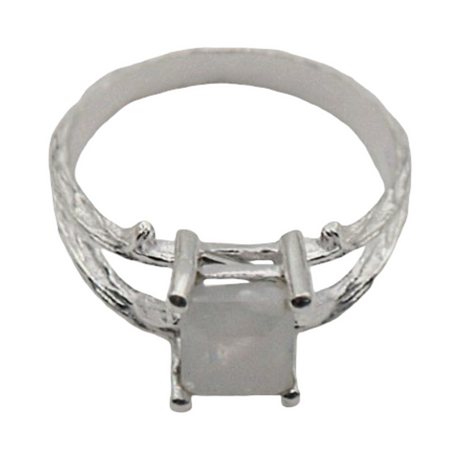 Ring - 925 Sterling Silver - Square Shape Moonstone