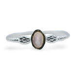 Ring - 925 Sterling Silver - Oval Small Gemstone 8 Rose Quartz