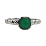 Ring - 925 Sterling Silver - Rond Stone - Emerald