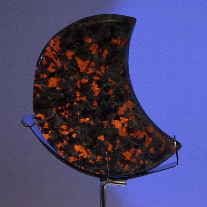 Stone - Yooperlite Moon Shape with Astrological Metal Stand