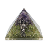 Pyramid - Peridot & Amethyst with Archangel Raphael - 2.25"