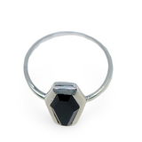 Ring - 925 Sterling Silver - Black Onyx - Coffin Shape