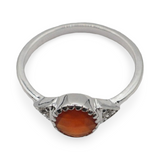 Ring - 925 Sterling Silver - Rond Stone - Cornaline