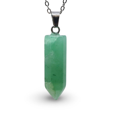 Necklace - Bullet Point - Gemstone Pendant Green Aventurine
