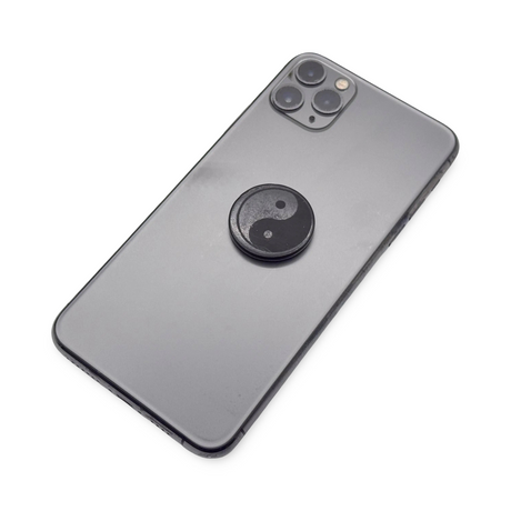 Stone - Shungite - Adhesive Tile - Engraved Yin Yang - 30mm