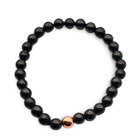 Bracelet - AAA Shungite with One Copper Bead - 6mm