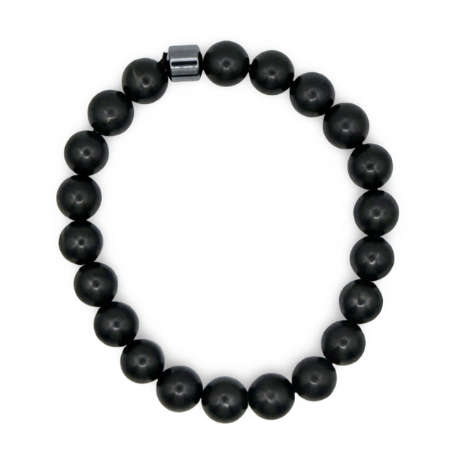 Bracelet - AAA Shungite Beads with One AAA Hematite Bead - XL - 10mm